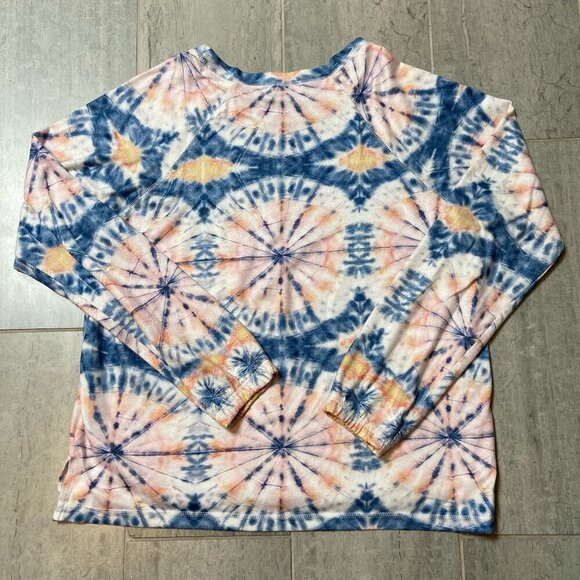 P.J. Salvage Hello Sunshine Tie Dye Lounge Top Crewneck Raglan Knit Size Large - Picture 4 of 9